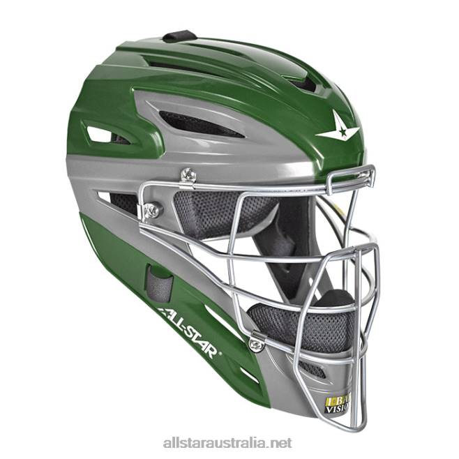 Dark Green All Star 0L6T287 MVP SYSTEM7 CATCHERS HELMET - GRAPHITE TWO-TONE